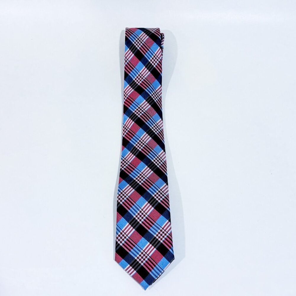 SIMONS Red and blue plaid tie |‎ Timeless classic style *
